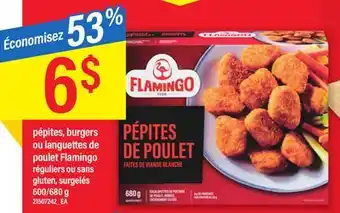 Maxi Pépites, burgers ou languettes de poulet flamingo réguliers ou sans gluten, surgelés 600/680 g offer