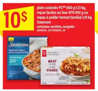 Maxi Plats cuisinés pcmd 600 g-1,13 kg, repas faciles au four 879/992 g ou repas à poêler format familial 1,19 kg swanson offer