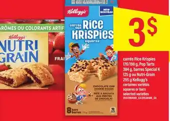 Maxi Carrés rice krispies 176/198 g, pop tarts 384 g, barres special k 125 g ou nutri-grain 295 g kellogg's offer