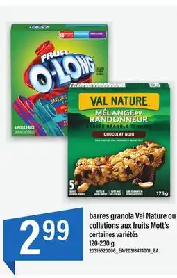 Maxi Barres granola val nature ou collations aux fruits mott's offer