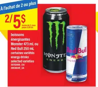 Maxi Boissons énergisantes monster 473 ml ou red bull 250 ml offer