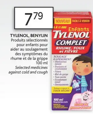 Brunet Tylenol, benylin produits sélectionnés pour enfants pour aider au soulagement des symptômes du rhume et de la grippe offer