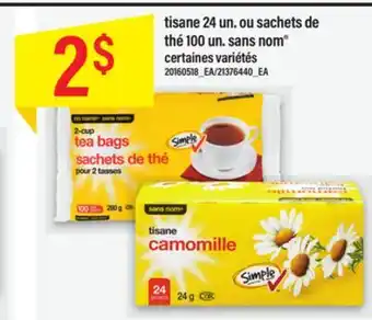 Maxi Tisane 24 un. ou sachets de thé 100 un. sans nom offer