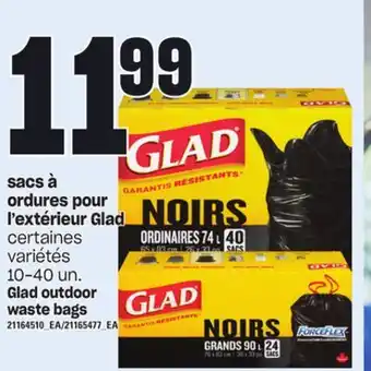 Provigo Sacs à ordures pour l'extérieur glad, 10-40 un offer