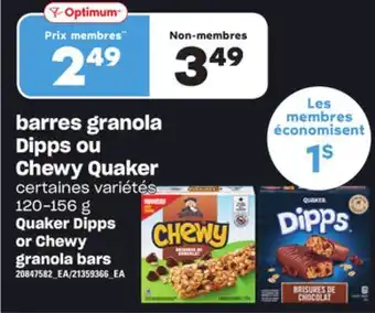 Provigo Barres granola dipps ou chewy quaker, 120-156 g offer