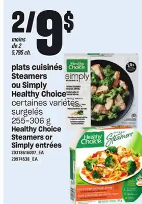 Provigo Plats cuisinés steamers ou simply healthy choice, 255-306 g offer