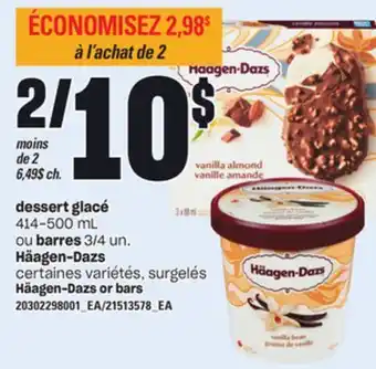 Provigo Dessert glacé, 414-500 ml ou barres, 3/4 un. häagen-dazs offer