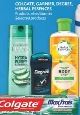 Brunet Colgate, garnier, degree, herbal essences produits sélectionnés offer