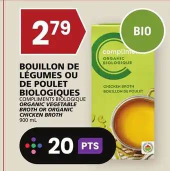 Rachelle-Bery Grocery Compliments biologique organic vegetable broth or organic chicken broth offer