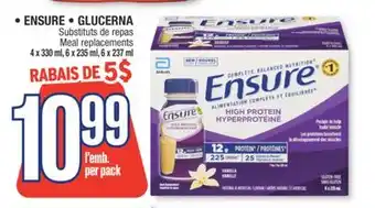 Jean Coutu Ensure, glucerna substituts de repas offer