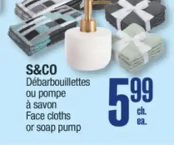 Jean Coutu S&co face cloths or soap pump offer