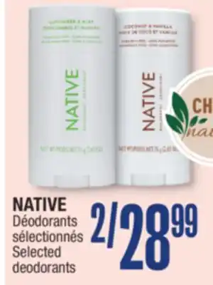 Jean Coutu Native selected deodorants offer