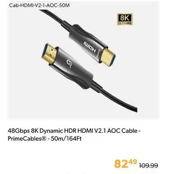 Shopper+ 48gbps 8k dynamic hdr hdmi v2.1 aoc cable - primecables - 50m/164ft offer