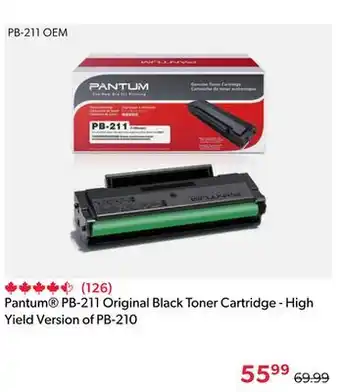 Shopper+ Pantum pb-211 original black toner cartridge - high yield version of pb-210 offer
