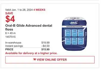 Costco Oral-b glide advanced dental floss offer