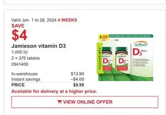 Costco Jamieson vitamin d3 offer