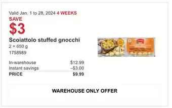 Costco Scoiattolo stuffed gnocchi offer
