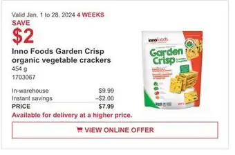 Costco Inno foods garden crisp organic vegetable crackers offer