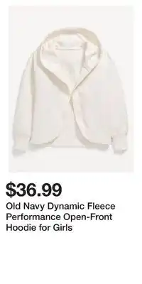 Old Navy Old navy dynamic fleece performance open-front hoodie for girls offer