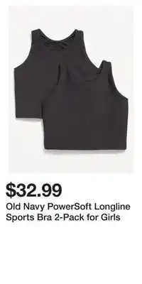 Old Navy Old navy powersoft longline sports bra 2-pack for girls offer