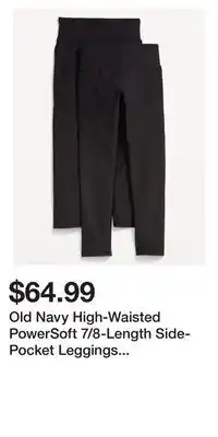 Old Navy Old navy high-waisted powersoft 7/8-length side-pocket leggings 2-pack for girls offer