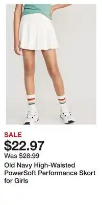 Old Navy Old navy high-waisted powersoft performance skort for girls offer