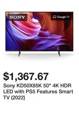 Newegg Sony kd50x85k 50 4k hdr led with ps5 features smart tv (2022) offer