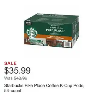 Costco Starbucks pike place coffee k-cup pods, 54-count offer