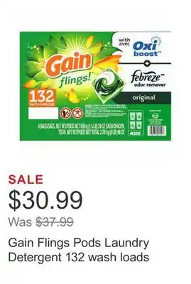 Costco Gain flings pods laundry detergent 132 wash loads offer