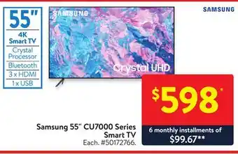 Walmart Samsung 55 cu7000 series smart tv offer