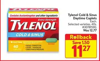 Walmart Tylenol cold & sinus daytime caplets offer