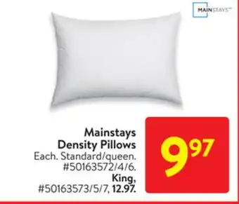 Walmart Mainstays density pillows offer