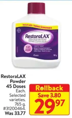 Walmart Restoralax powder 45 doses offer