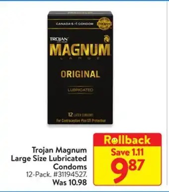 Walmart Trojan magnum large size lubricated condoms offer