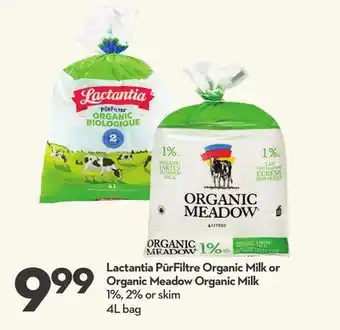 Longo's Lactantia pūrfiltre organic milk offer