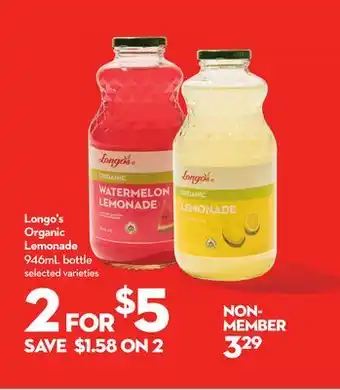 Longo's Longo's organic lemonade offer