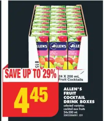 No Frills Allen's fruit cocktail drink boxes, 24x200 ml offer