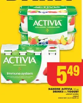 No Frills Danone activia, 12's or drinks, 8's yogurt offer
