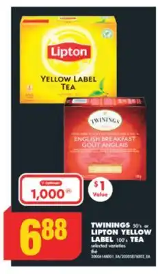 No Frills Twinings, 50's or lipton yellow label, 100's tea offer