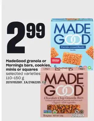 Loblaws Madegood granola or mornings bars, cookies, minis or squares, 110-150 g offer