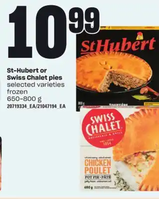 Loblaws St-hubert or swiss chalet pies, 650-800 g offer
