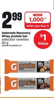 Loblaws Gatorade recovery whey protein bar, 80 g offer