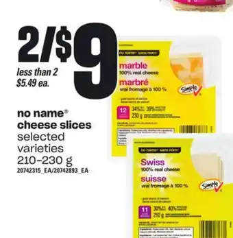 Loblaws No name cheese slices, 210-230 g offer