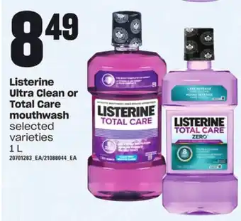 Loblaws Listerine ultra clean or total care mouthwash, 1 l offer