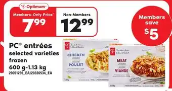 Loblaws Pc entrées, 600 g-1.13 kg offer