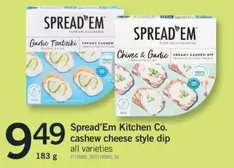 Fortinos Spread' em kitchen co. cashew cheese style dip 183 g offer
