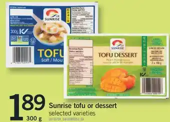 Fortinos Sunrise tofu or dessert, 300 g offer