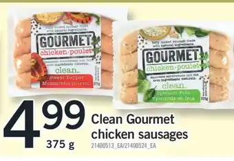 Fortinos Clean gourmet chicken sausages offer