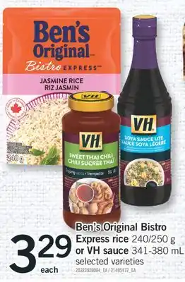 Fortinos Ben's original bistro express rice 240/250 g or vh sauce 341-380 ml offer