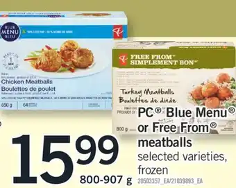 Fortinos Pc blue menu or free from meatballs offer